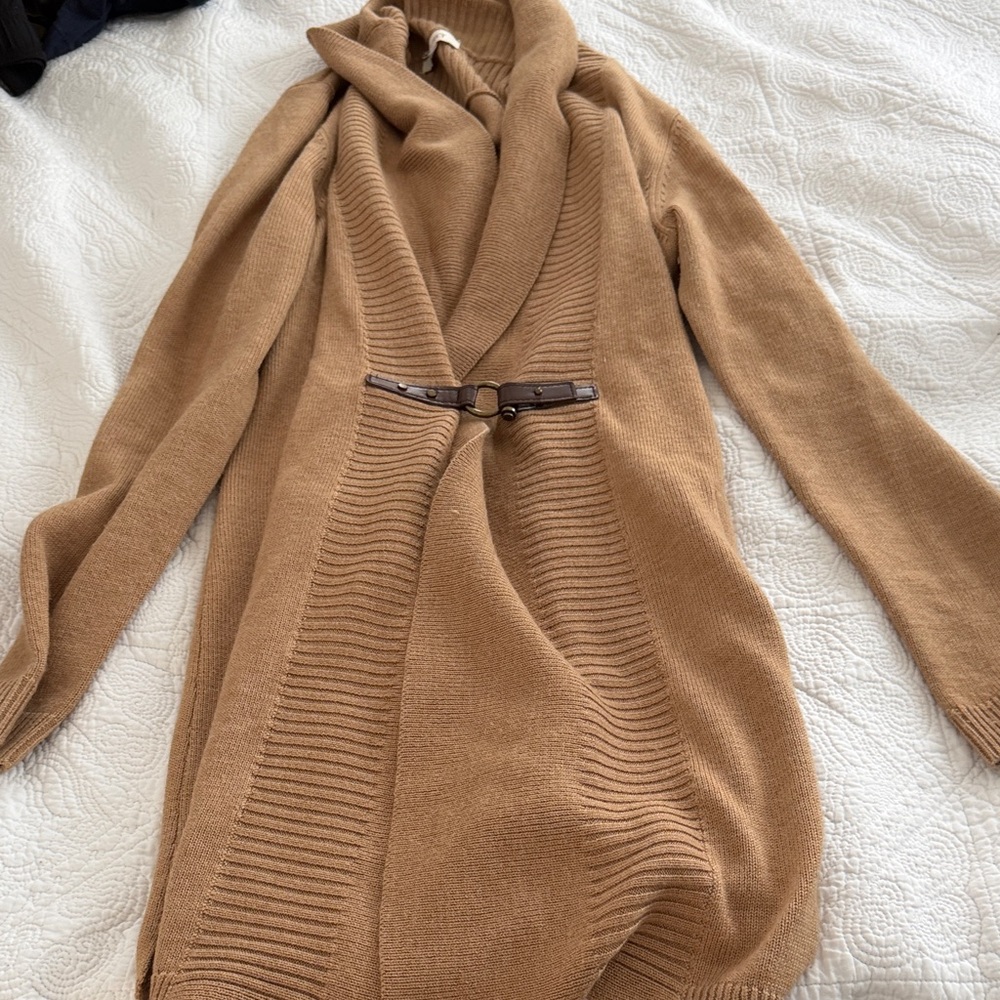 Ellen Tracy Camel Cardigan with Belt